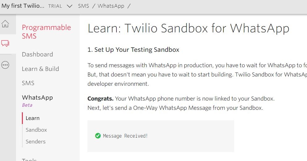 Sending Whatsapp Message in Java using Twilio