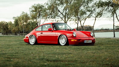 Porsche 911, Red Sports Car, Side view Porsche 911, Red Sports Car, Side view