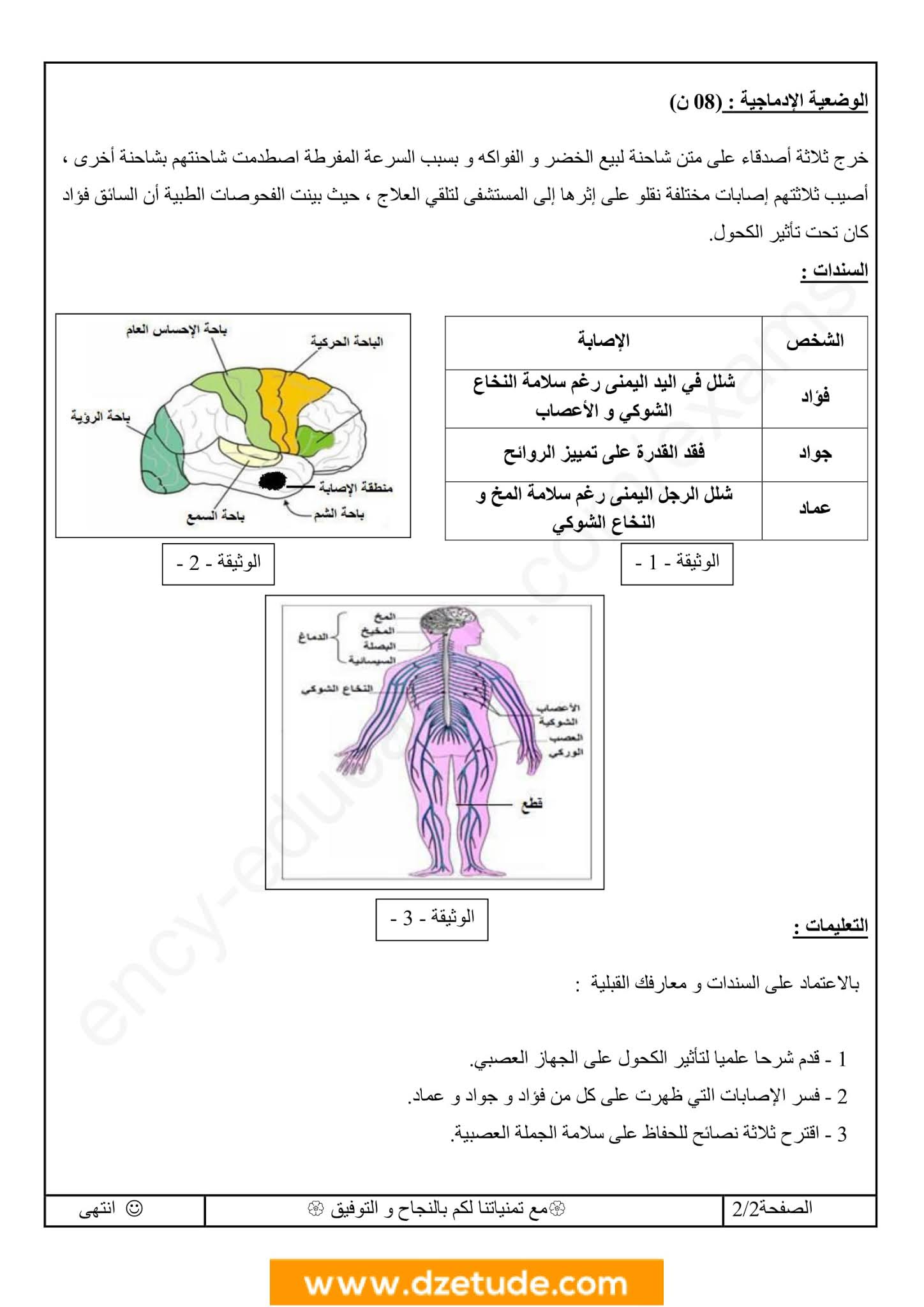 فرض العلوم الطبيعية الفصل الثاني للسنة الرابعة متوسط - الجيل الثاني نموذج 1