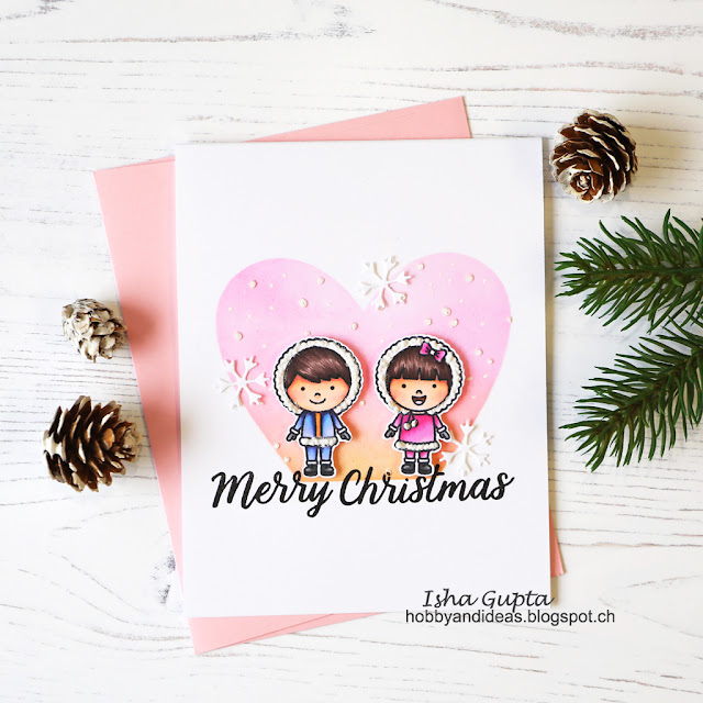 Sunny Studio Stamps: Eskimo Kisses Christmas Trimmings Santa's Stocking Merry Christmas Cards by Isha Gupta