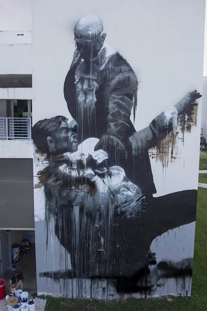 "San Juan Fight Club" New Street Art By Conor Harrington In Puerto Rico For Los Muros Hablan 2013. 4