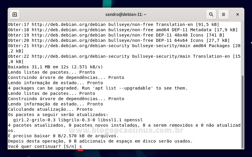 Atualizando o Debian 11 'Bullseye' pelo terminal