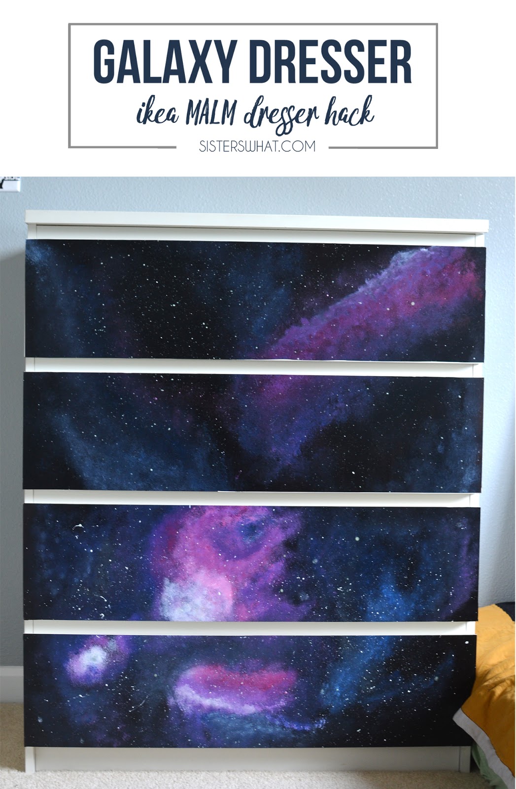 Galaxy dresser using an Ikea dresser - perfect for a space room