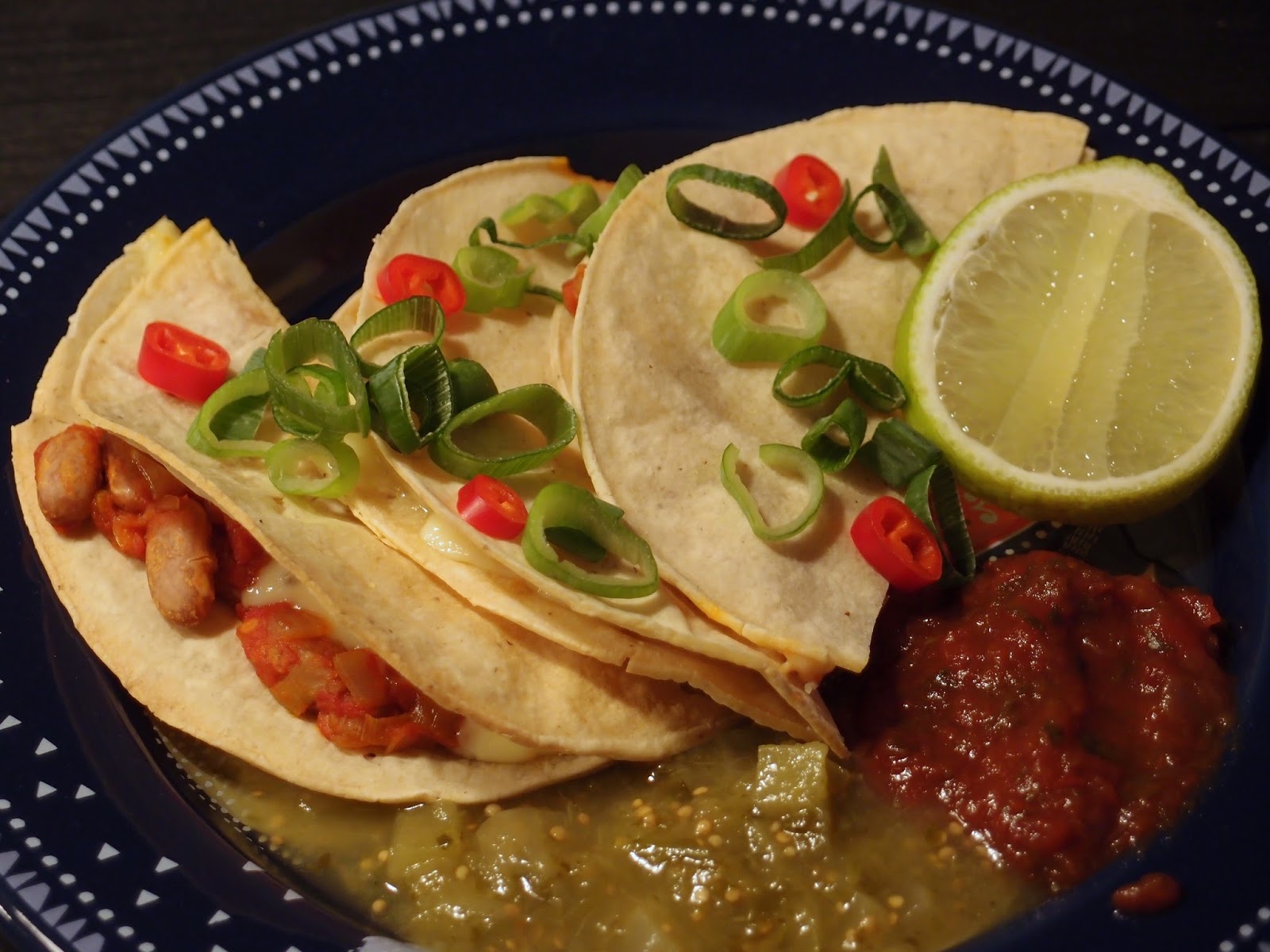 The VegHog Quesadillas with pinto beans in tomato sauce
