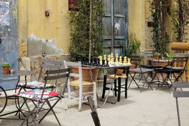 Outdoor chess set in Larnaca Cyprus