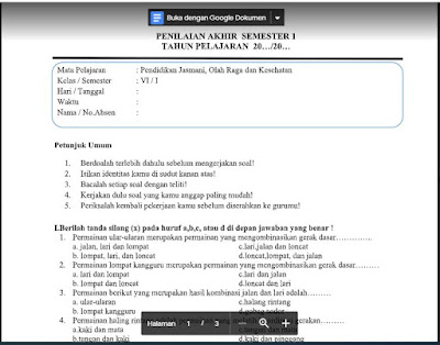 Soal Uas Pas Pjok Kelas 6 Kurikulum 2013 Soal Pelajaran