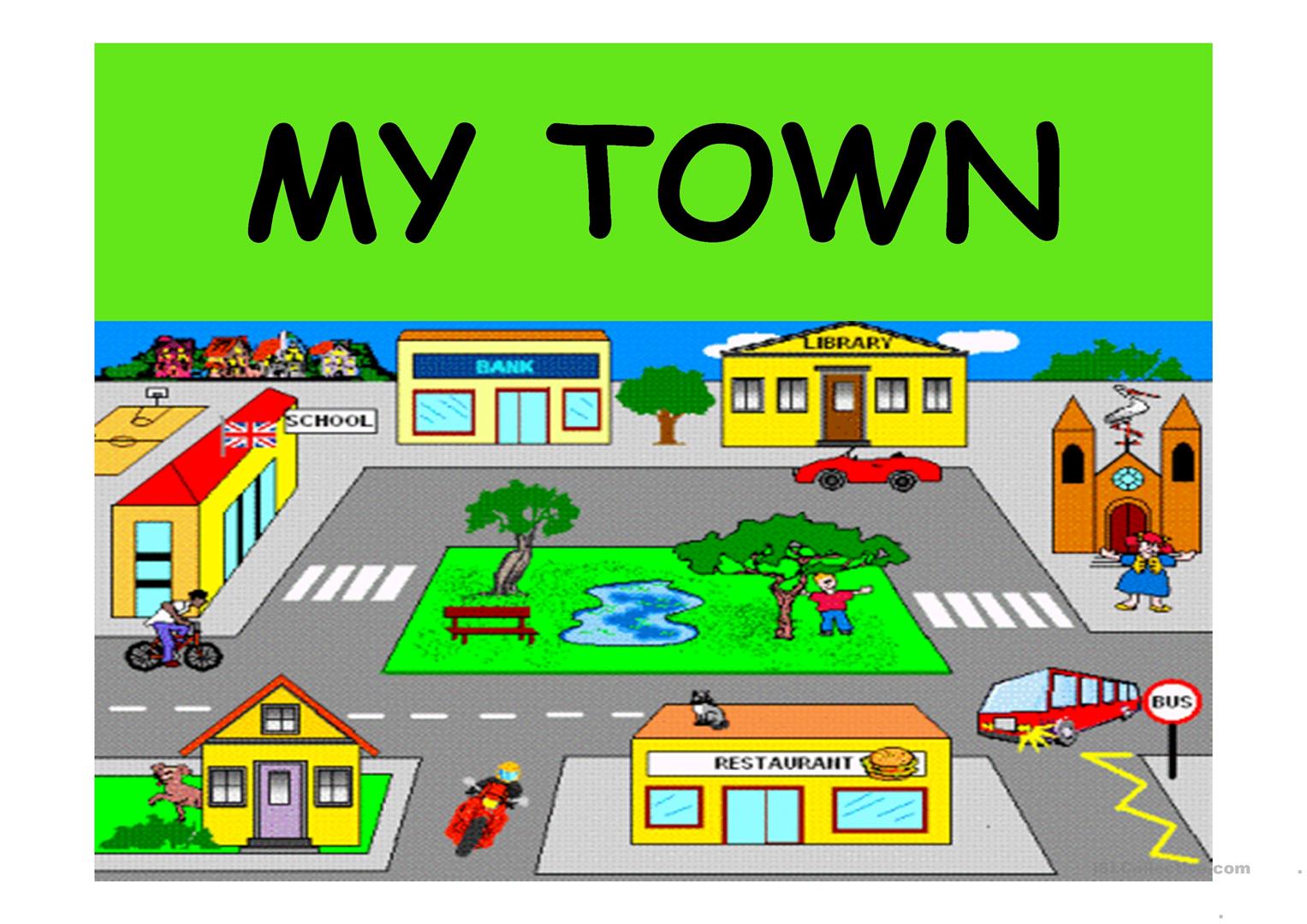 This part of town. Плакат my Town. Places in Town для детей. Иллюстрации улиц города для детей. Картинка города для описания.