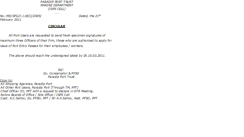 KSAA Circular Reg. Specimen Signatures