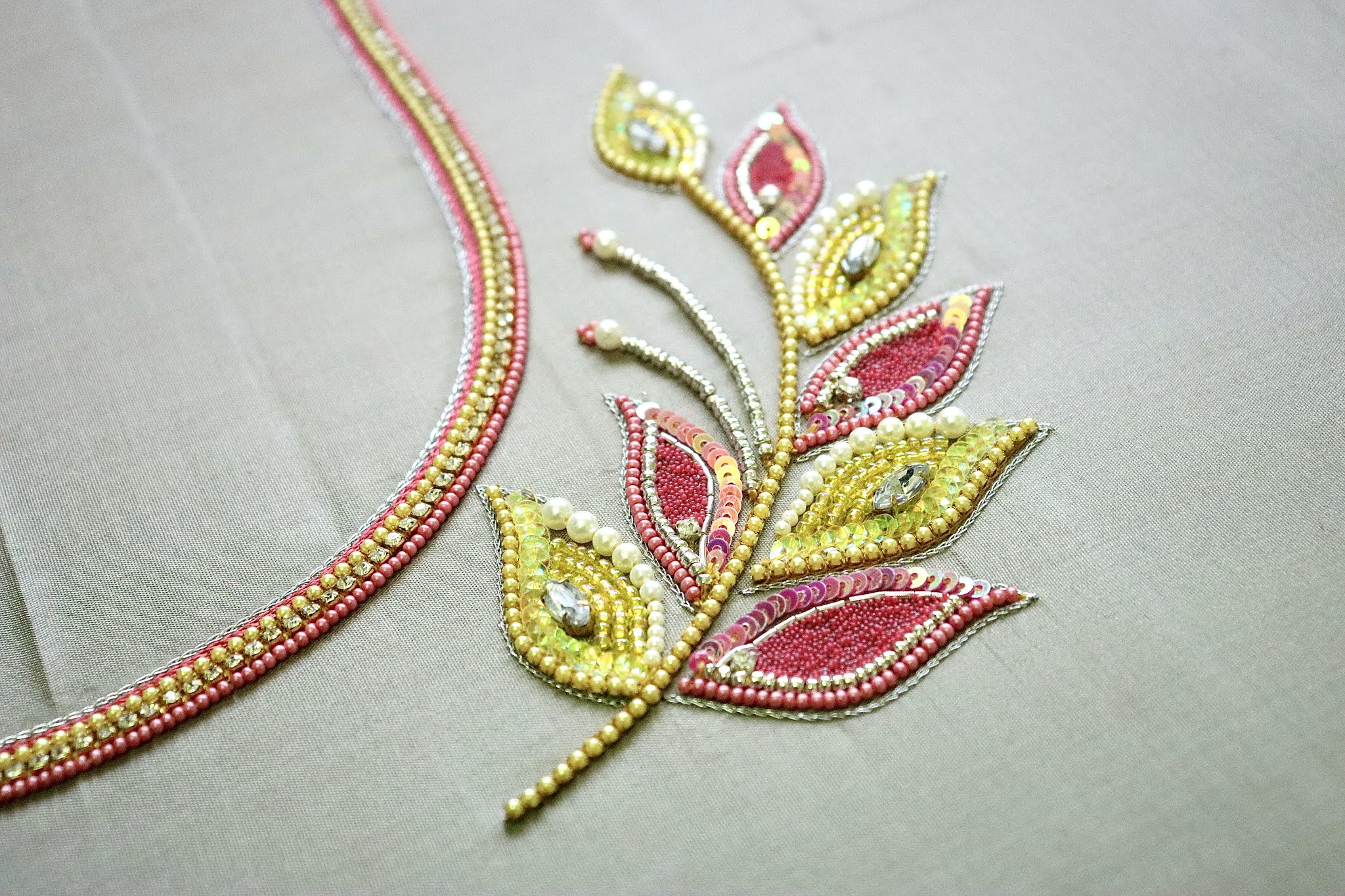 Beads and sequins embroidery