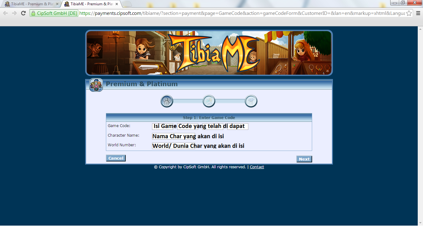 Cara Memasukan Game Code melalui website resmi TibiaMe ...