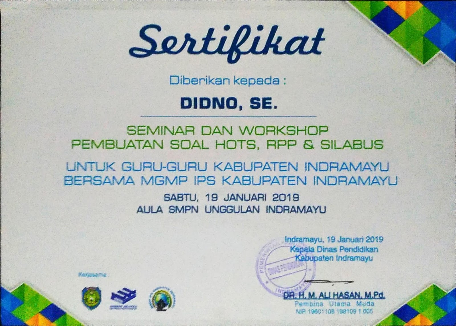 Contoh Sertifikat Kegiatan Pelatihan Seminar Dan Workshop Didno76 Com