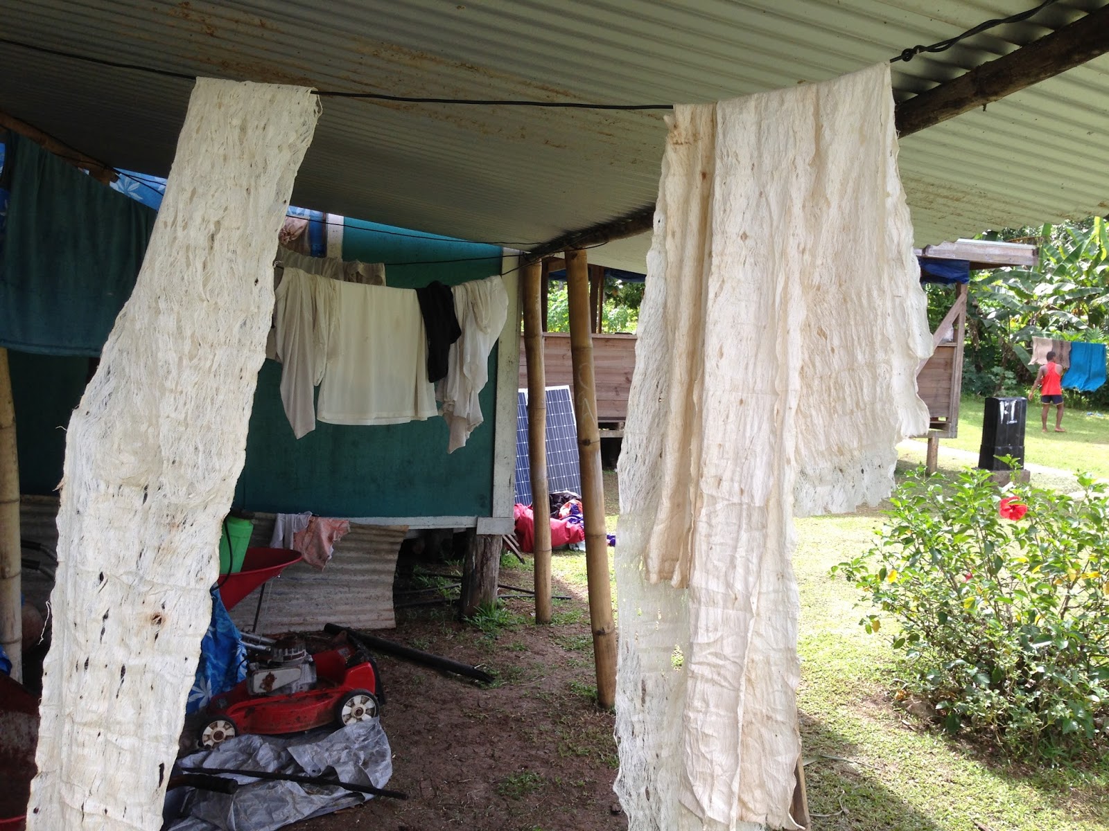 Elder and Sister Roberts Suva Fiji Mission Tapa (Fijian paper) and