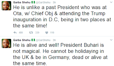 2f President Buhari is alive and well- Garba Shehu says as he mocks GEJ for not attending Donald Trump's inauguration