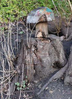 A wooden mushroom