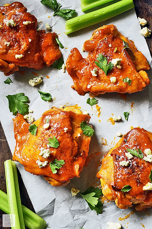 Baked Buffalo Chicken Thighs Life Tastes Good
