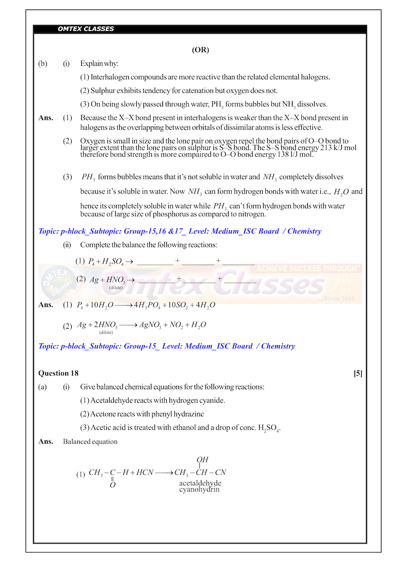 XII_ISC Board_Official Chemistry P-1 Solutions 01.03.2019