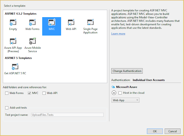 select mvc template to create upload files in asp.net mvc