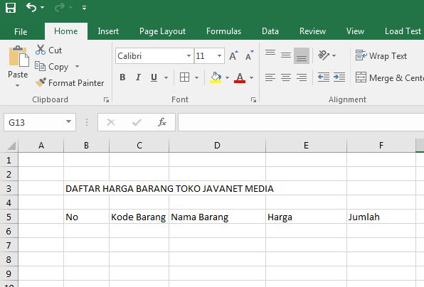 Cara Mudah Membuat Tabel Pada Excel Office 2016 Jnm Javanet Media