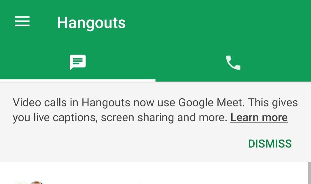 Start a Google Meet video call from classic Hangouts