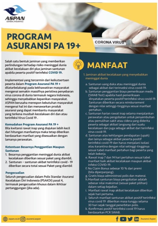 Asuransi Kecelakaan Plus Covid 19