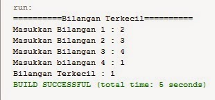 AWSYSTEK: Program java mencari Bilangan Terkecil dengan 4 masukkan