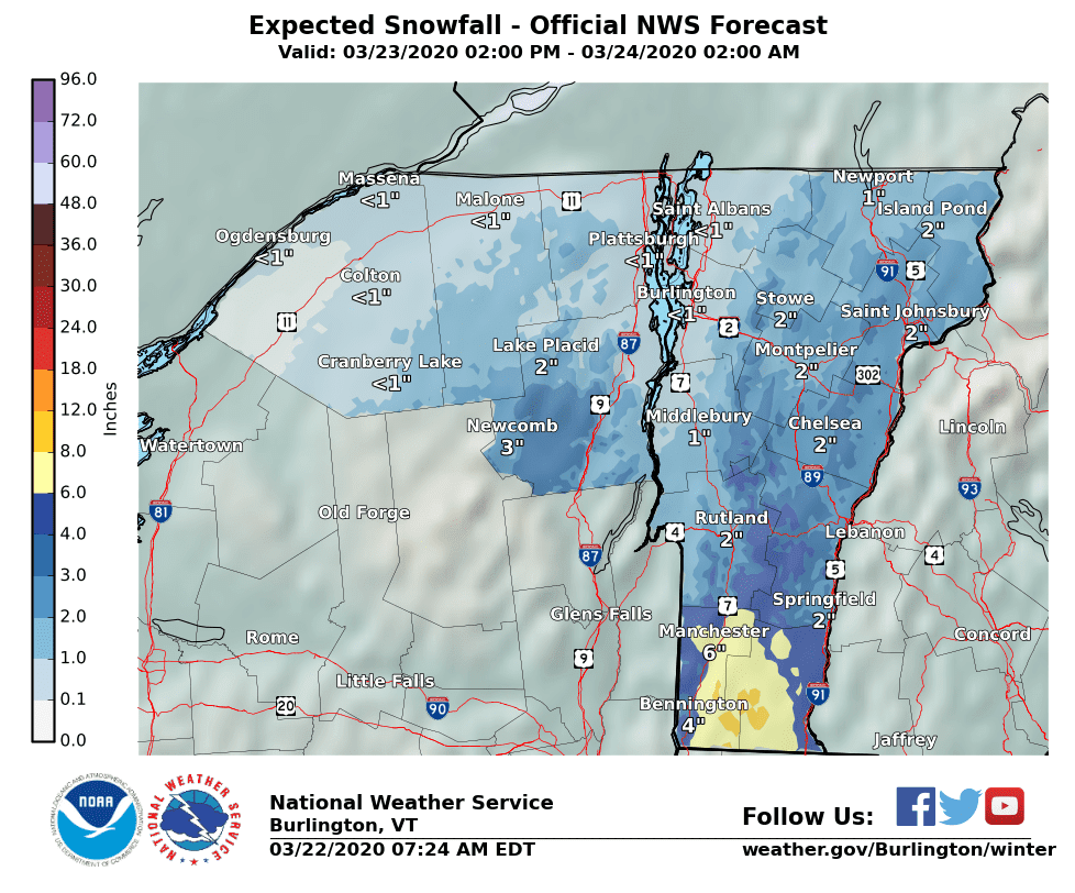 Matt's Weather Rapport Peak March In Vermont Some Snow, Some Rain