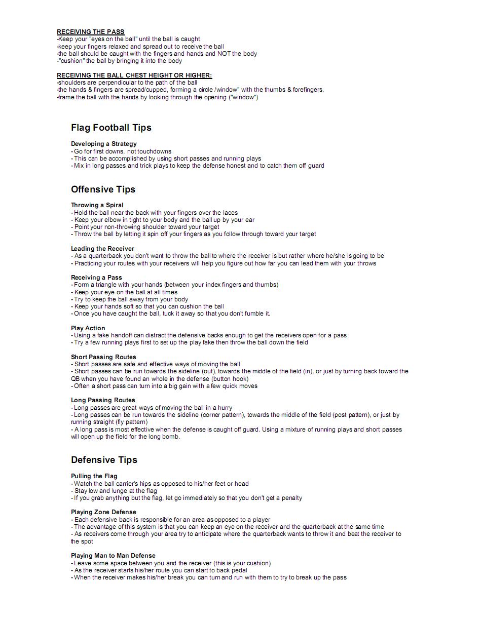 Mr. Suarez's Physical Education Blog Flag Football Skill Cues For