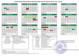 Kalender Pendidikan Madrasah TA 2021-2022 Format Excel