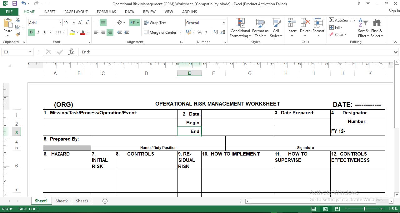 Operational Risk Management Reporting Template Excel - Free Download In Risk Mitigation Report Template