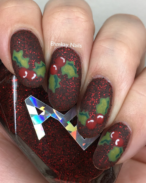 ehmkay nails: Christmas Holly Nail Art