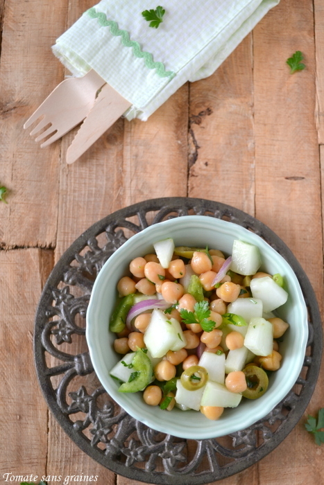 Salade de pois chiches au concombre