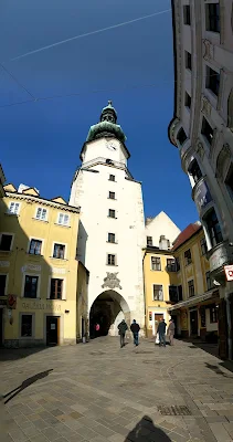 Bratislava in winter: Old Town entrance gate and tower