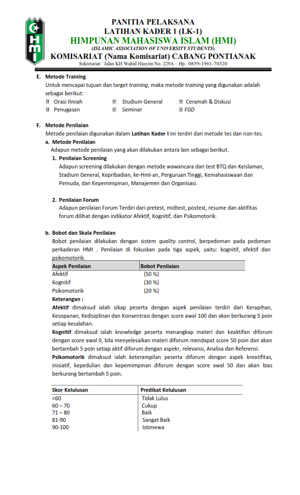 Juni 2021 Badan Pengelola Latihan(BPL) Himpunan