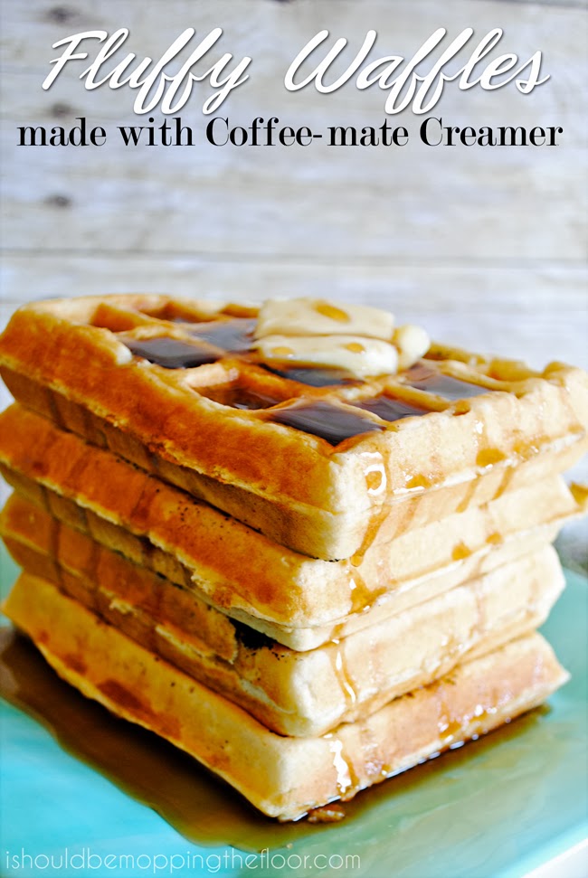 Fluffy Waffles Made with Coffeemate Creamer i should be mopping the