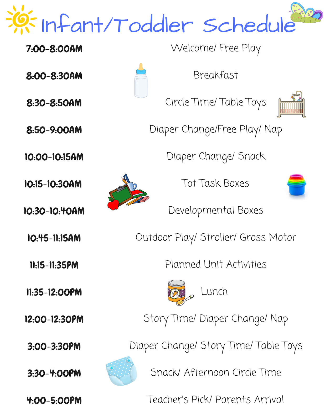 printable infant daily schedule printable infant daily schedule