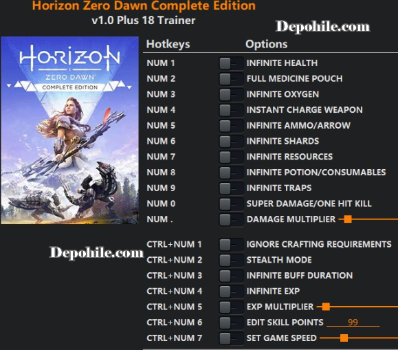 Horizon Zero Dawn PC Oyunu Can, Oksijen Trainer Hilesi İndir