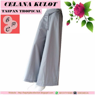 Celana Kulot Taipan Tropical (Serat Linen) Abu-abu Muda