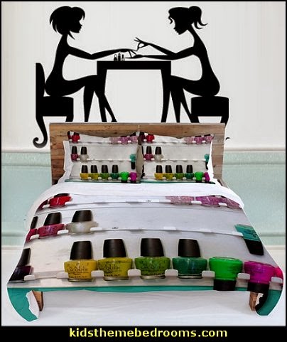 Girl Manicure Bedroom wall decal-nail polish theme bedding