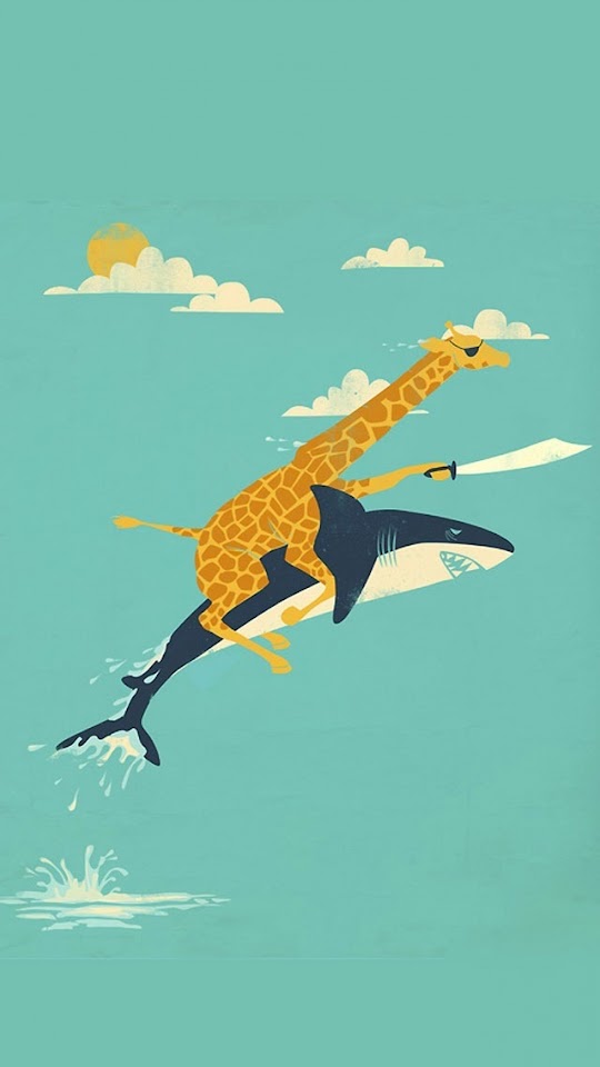   Funny Giraffe and Shark Illustration   Galaxy Note HD Wallpaper