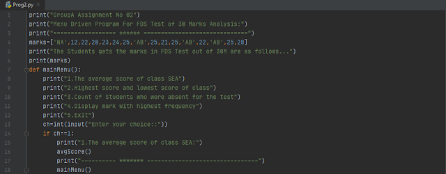 DATA STRUCTURES AND ALGORITHMS: Group A Python program to store marks ...