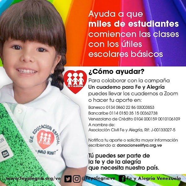 Campaña “Un cuaderno para Fe y Alegría” Campaña “Un cuaderno para Fe y Alegría”