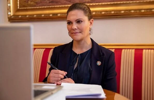 Crown Princess Victoria wore a new mist blue narina blazer from Tiger of Sweden. Princess Victoria wore a navy Molena blazer from Tiger of Sweden