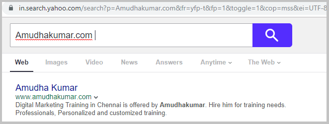 Yahoo-Index-Status-for-Amudhakumar-website