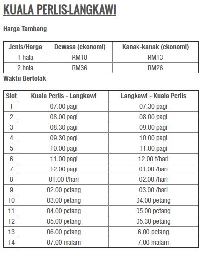 Jadual feri kuala perlis ke langkawi