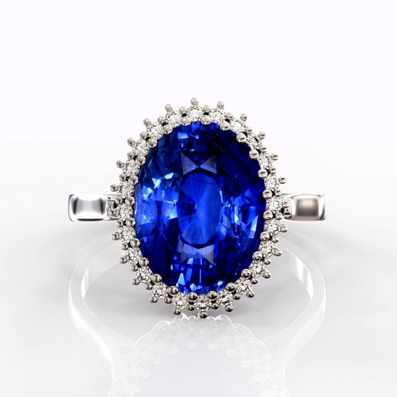 Royal blue sapphire engagement ring