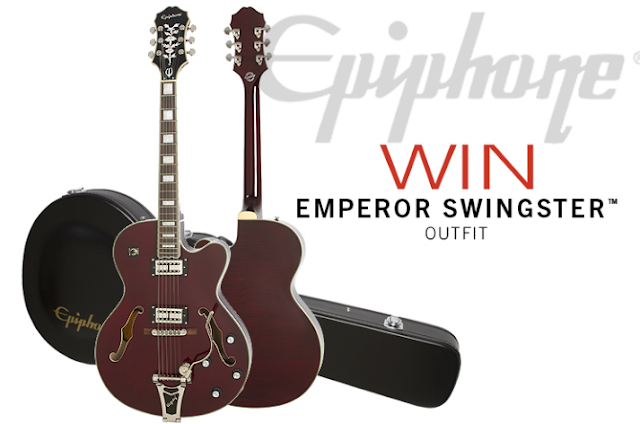 Epiphone November Giveaway Epiphone wants you to enter to win this fancy new Epiphone Emperor Swingster Guitar in a Wine Red finish, complete with a hard case included!