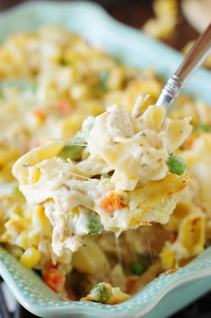 Leftover Turkey Noodle Casserole ~ When you get tired of turkey sandwiches, whip up a creamy pan of Leftover Turkey Noodle Casserole to enjoy those Thanksgiving and Christmas turkey leftovers. You may just decide it's so good, you don't want to wait for turkey leftovers to make it!