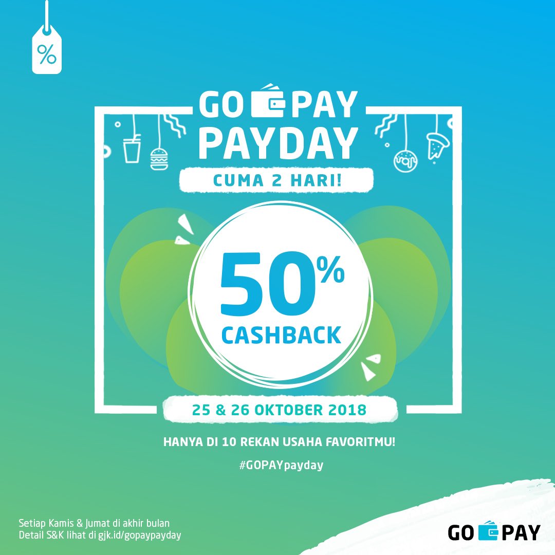 GOJEK - Promo Cashback 50% Pakai GOPAY di 10 Merchant Favorit (s.d 26 Okt 2018)