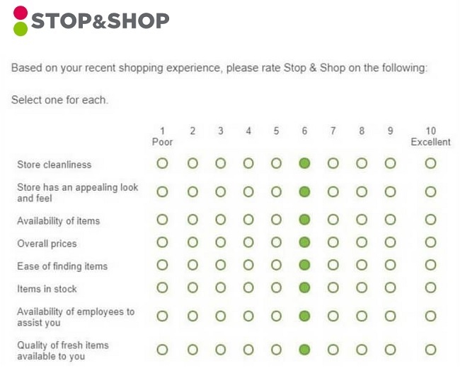 stop and shop receipt survey