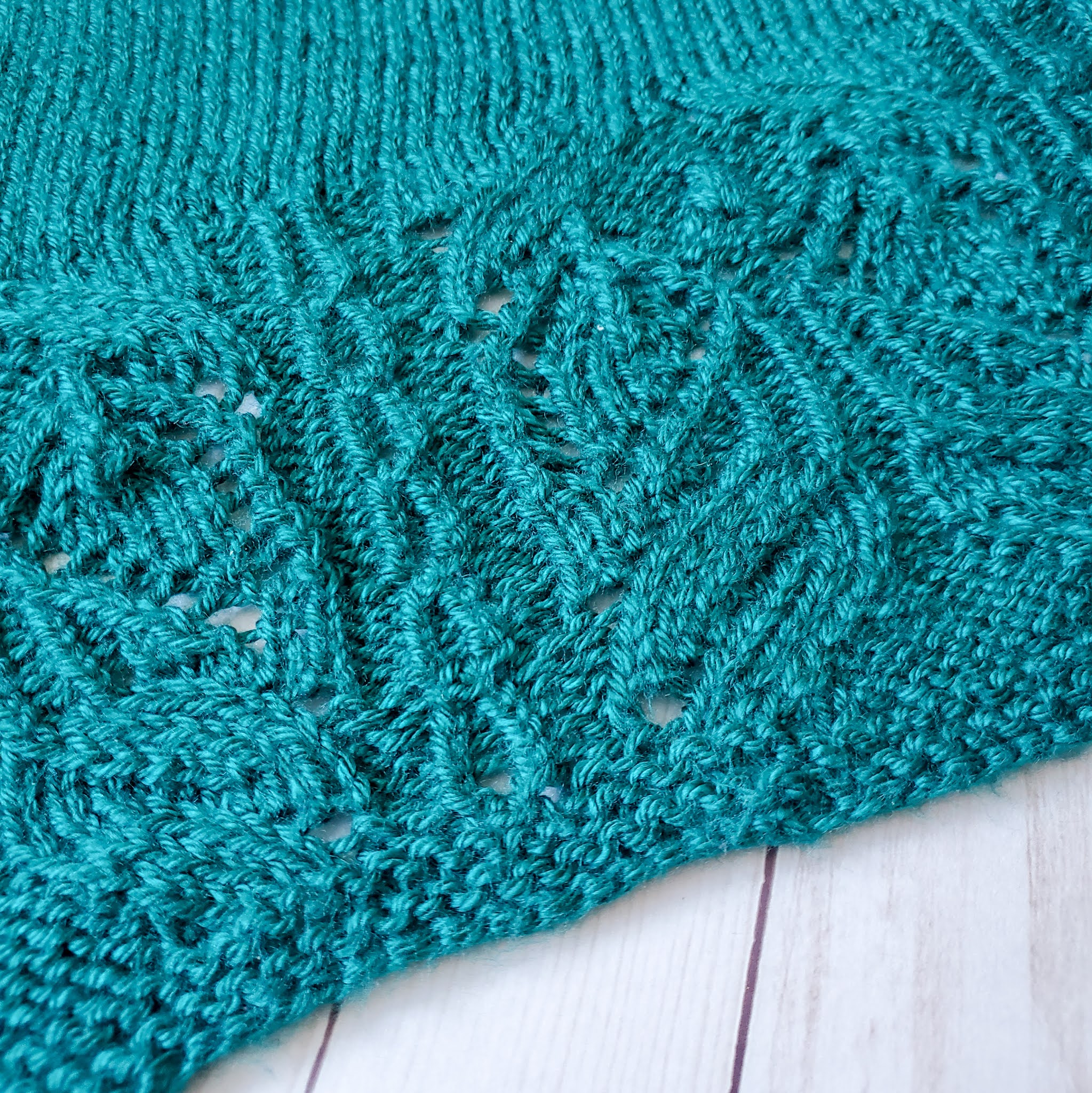 Modesty by Laura Emerald Shawl knit pattern.